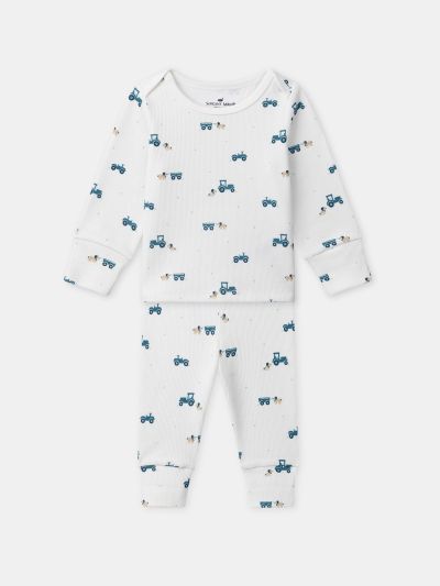 ПИЖАМА С ПРИНТ ТРАКТОРИ ЗА БЕБЕ МОМЧЕ