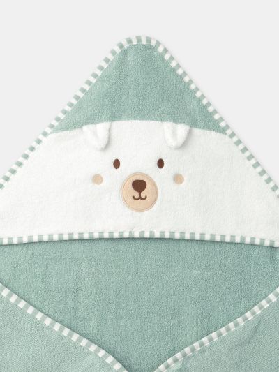 ЗЕЛЕНА БЕБЕШКА ХАВЛИЯ С КАЧУЛКА И ЛИЦЕ НА КУЧЕ ЗА МОМЧЕ