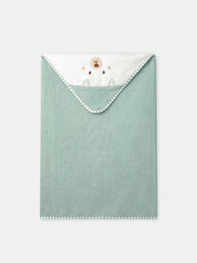 ЗЕЛЕНА БЕБЕШКА ХАВЛИЯ С КАЧУЛКА И ЛИЦЕ НА КУЧЕ ЗА МОМЧЕ