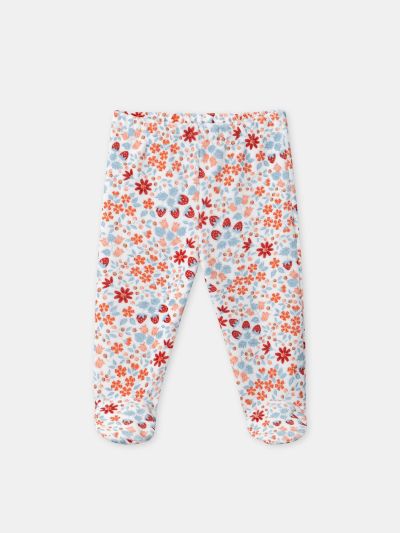 Бебешка пижама за момиче с бродерия на зайче и флорален принт