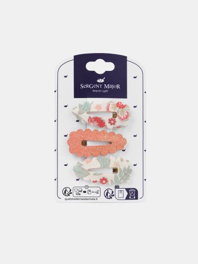 Комплект от 3 фиби с брокат и флорален принт за момиче