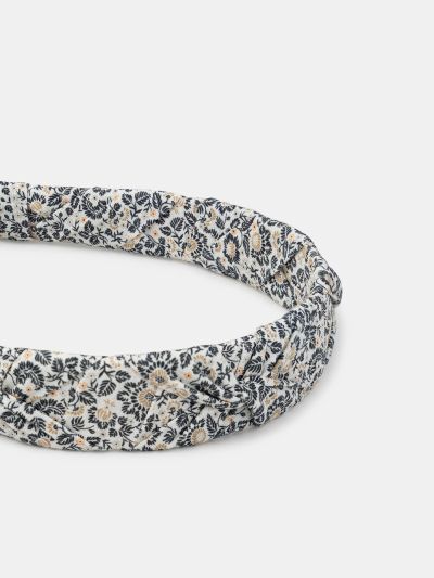 Сплетена лента за коса от плат с флорален принт за момиче