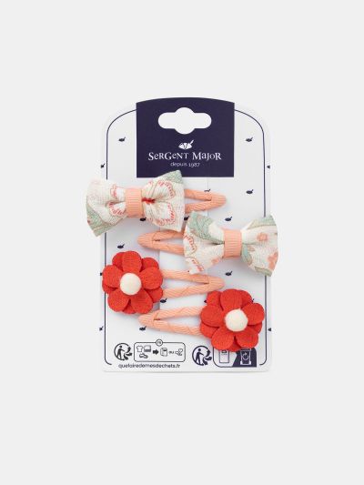 Комплект от 4 фиби с цветя и панделки за момиче