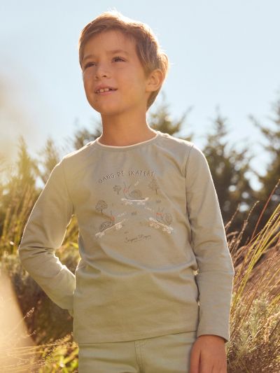 Зелена блуза с дълъг ръкав за момче