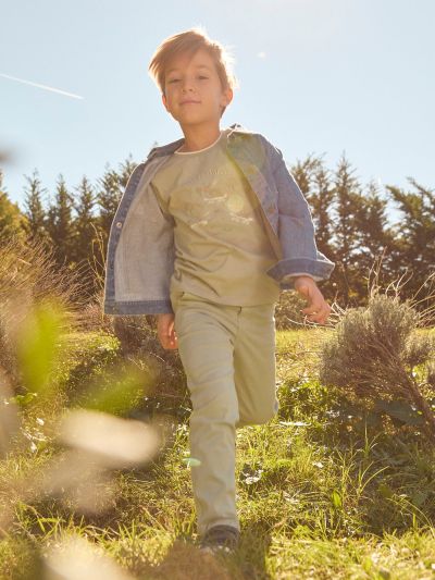 Зелена блуза с дълъг ръкав за момче