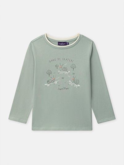 Зелена блуза с дълъг ръкав за момче