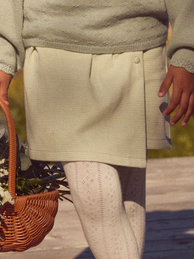 Зелени карирани пола-панталон за момиче