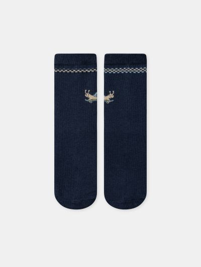 Тъмносини чорапи с охлюв за момче