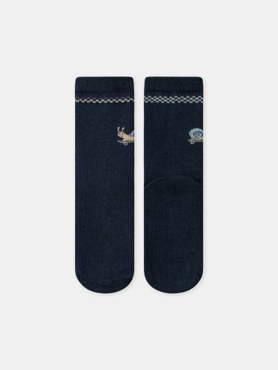 Тъмносини чорапи с охлюв за момче