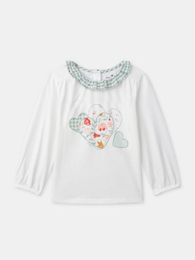 ЗЕЛЕНА  ПИЖАМА С ПРИНТ СЪРЦА ЗА МОМИЧЕ