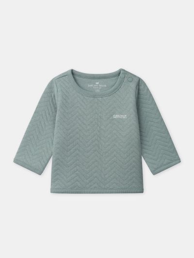 БЕБЕШКИ КОМПЛЕКТ ЗА НОВОРОДЕНО МОМЧЕ – СИНЬО-СИВА БЛУЗА, ПАНТАЛОН И ЧОРАПИ