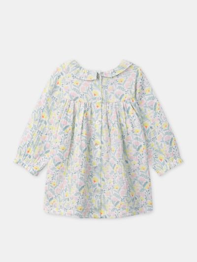 КОМПЛЕКТ РОКЛЯ С ФЛОРАЛЕН ПРИНТ + РОЗОВ КЛИН + ЛЕНТА ЗА ГЛАВА ЗА НОВОРОДЕНО МОМИЧЕ