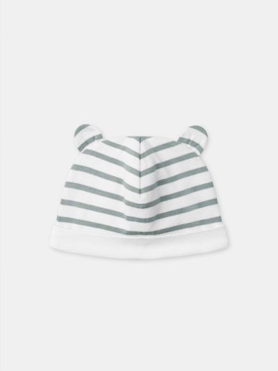 СИНЬО-СИВА ШАПКА НА РАЙЕТА ЗА НОВОРОДЕНО МОМЧЕ