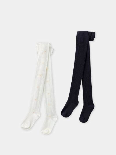 КОМПЛЕКТ ОТ 2 ЧОРАПОГАЩНИКА В ЕКРЮ ИЛИ ТЪМНОКАФЯВО ЗА МОМИЧЕ