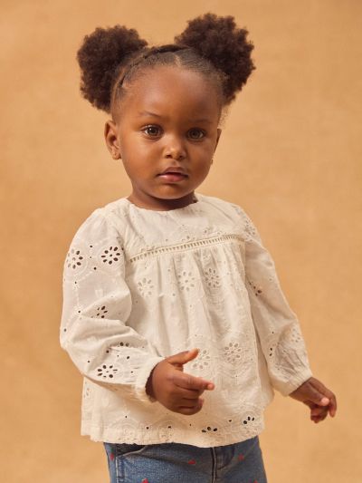 БЛУЗА С БРОДЕРИЯ ЗА БЕБЕ МОМИЧЕ