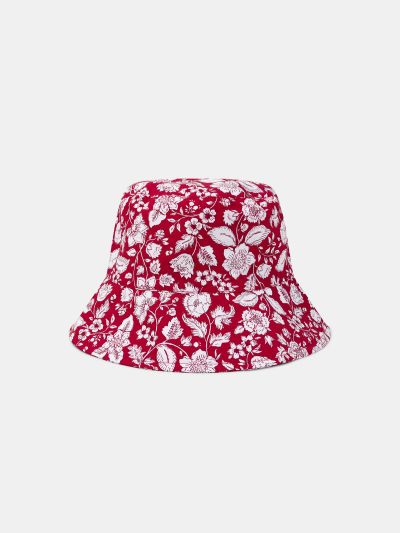 ФУКСИЯ ШАПКА ТИП BUCKET С ФЛОРАЛЕН ПРИНТ ЗА МОМИЧЕ