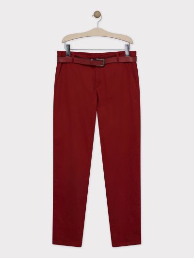 Мъжки червени панталони с колан 19H3GHU1PAN